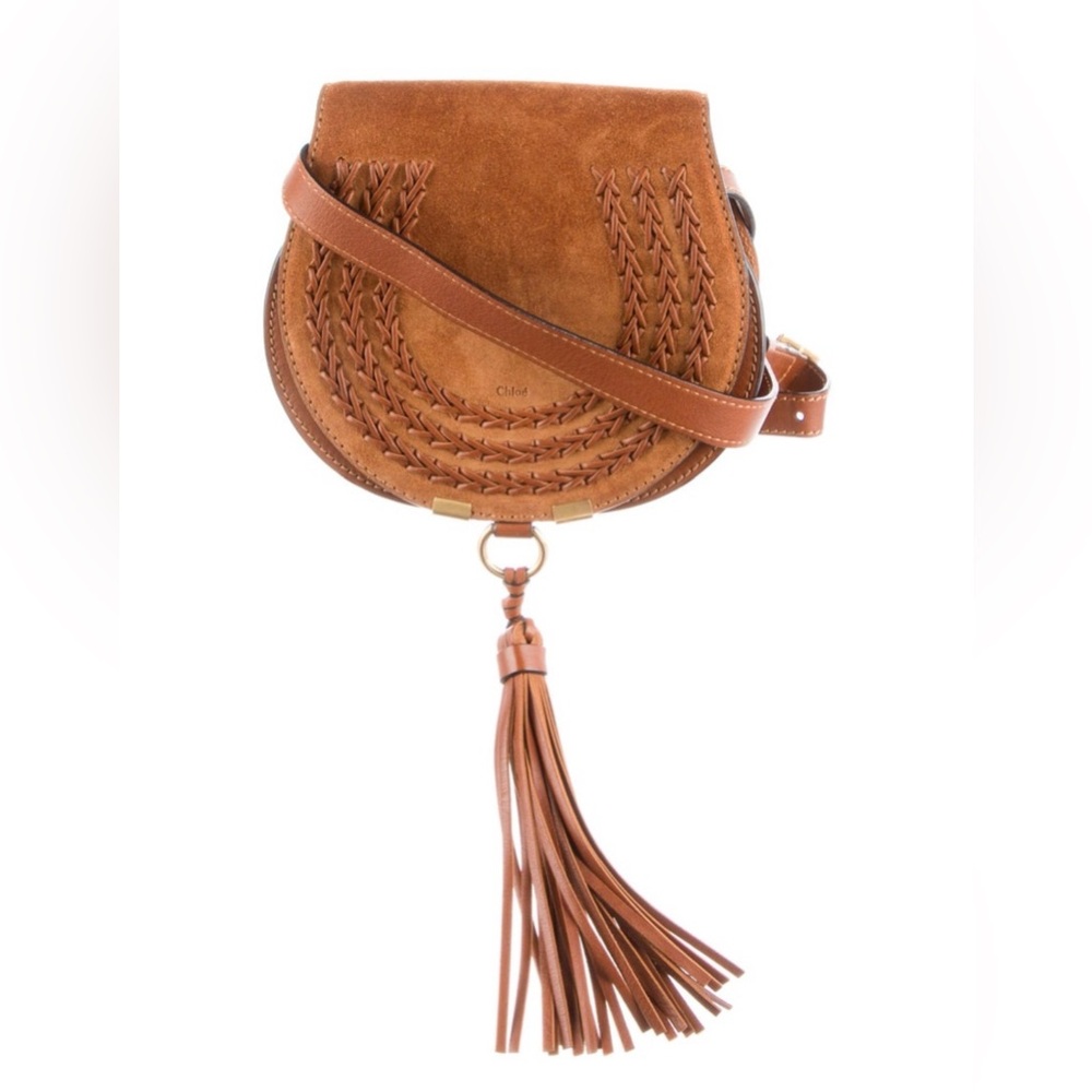 Chloé Brown Suede & Leather Crossbody Bag with Tassel